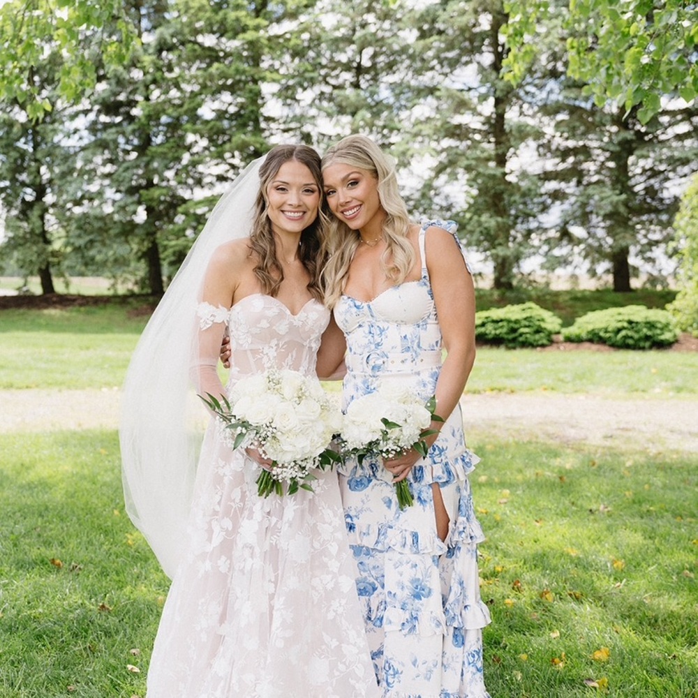 White Floral Bridesmaid dress